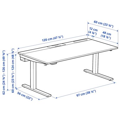 IKEA Письмовий стіл для роботи сидячи/стоячи MITTZON Білий (ИКЕА МИЦОН) 09526116 фото - 5