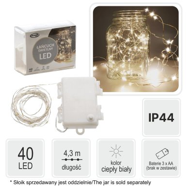 Новогодняя гирлянда Chomik 40 LED 4,3 м Теплый-белый LED2643 фото - 3