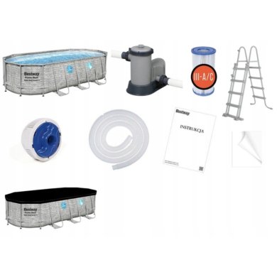 Каркасный бассейн Bestway 56716 POWER STEEL 549x274х122 см Сірий BES56716 фото - 4