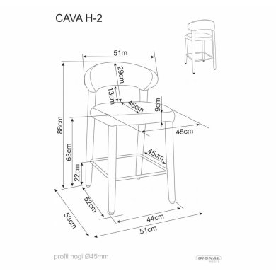 Барный стул Signal CAVA H-2 Бежевый CAVAH2BE фото - 5