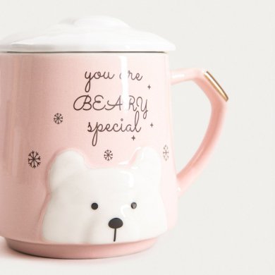 Кружка с крышкой Homla EVERE 400 мл Розовый 241778 фото - 3