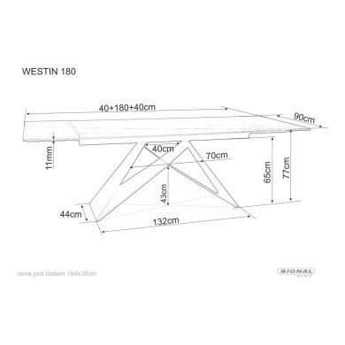 Розкладний обідній стіл Signal WESTIN III 180 Ceramic Marmur Білий WESTINIIIBC180 фото - 4