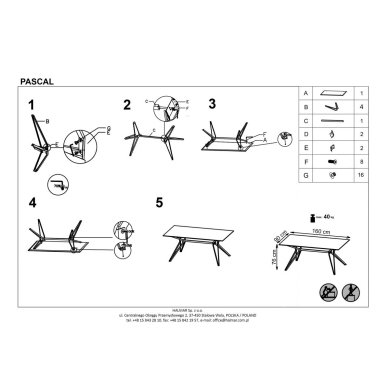 Обідній стіл Halmar PASCAL Білий V-CH-PASCAL-ST-160 фото - 3
