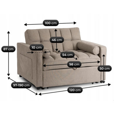 Крісло м'яке розкладне Mebel Elit CORRA Бежевий ME.CORRA/CBZ/T/SOF фото - 14