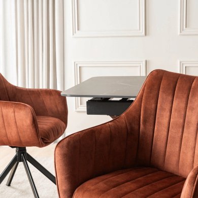 Обідній стілець поворотний Mebel Elit MUMBAI Welur Рудий ME.MUMBAI/RD/V/K фото - 8