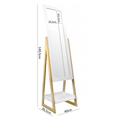 Зеркало Chomik 40x36x150 см | Белый / Дерево PHO9740 фото - 3