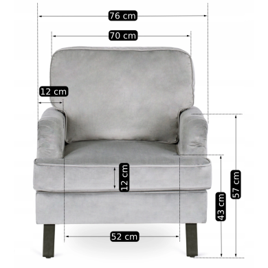 Крісло м'яке Mebel Elit JARI Сірий ME.JARI/P/V/FW фото - 12