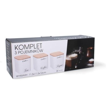 Набор контейнеров Chomik 11,5x11,5x12 см | Белый / Дерево NEL6251 фото - 6