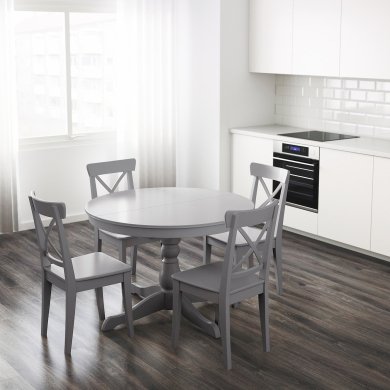 IKEA Розкладний обідній стіл INGATORP Сірий (ИКЕА ИНГАТОРП) 90430345 фото - 6