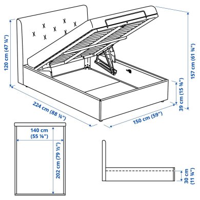 IKEA Кровать IDANAS 140x200 см Бежевый (ИКЕА ИДАНАС) 10588085 фото - 9
