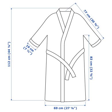 IKEA Халат ROCKAN L/XL 69x112 см Сірий (ИКЕА ROCKÅN) 50392029 фото - 8