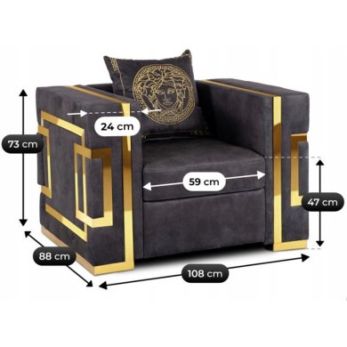 Кресло мягкое Mebel Elit PALLAZO 1S Черный ME.PALLAZO1S/CZ/ZL/V/FW фото - 10