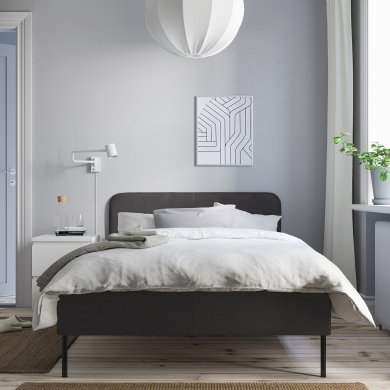 IKEA Кровать SLATTUM 120х200 см Темно-серый (ИКЕА СЛАТТУМ) 10578741 фото - 5