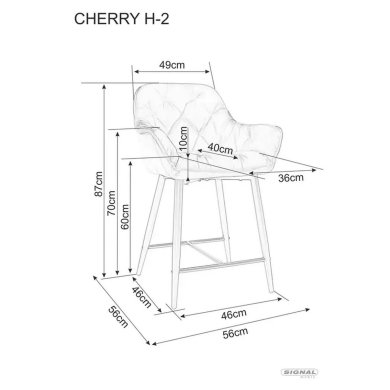 Барный стул Signal CHERRY H-2 Welur Бежевый CHERRYH2VCBE фото - 6