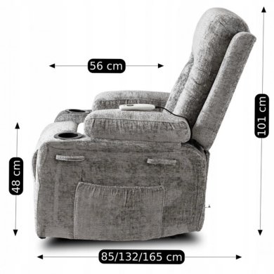 Крісло м'яке розкладне масажне з реклайнером Mebel Elit BOX Welur Сірий - 15 Крісло м'яке розкладне масажне з реклайнером Mebel Elit BOX Welur Сірий ME.BOX/P/V/FW фото - 15