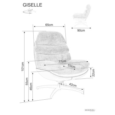 Крісло м'яке поворотне Signal GISELLE Сірий GISELLESZ фото - 5