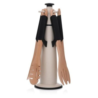 Набір 5 кухонного приладдя на підставці Duka Scandi | Бежевий/Чорний - 3 Набір 5 кухонного приладдя на підставці Duka Scandi | Бежевий/Чорний 1218794 фото - 3