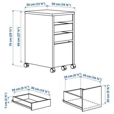 Тумба на колесах MICKE - 14 IKEA Тумба на колесах MICKE (ИКЕА МИКЕ) 50213080 фото - 14