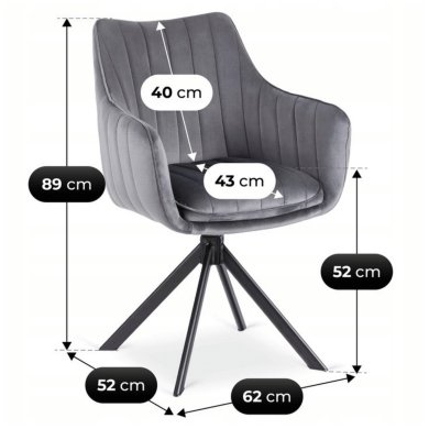 Обідній стілець поворотний Mebel Elit MUMBAI Welur Сірий ME.MUMBAI/P/V/K фото - 9
