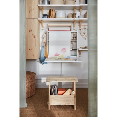 IKEA Складной настенный стол с полкой NORBERG Белый (ИКЕА НОРБЕРГ) 20497928 фото - 2