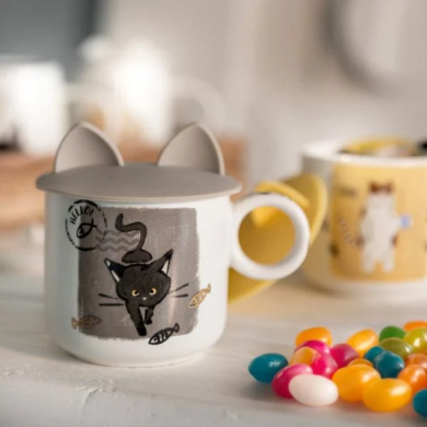 Кружка с крышкой Homla KODI 300 мл | Белый / Серый / Принт 218285 фото - 5