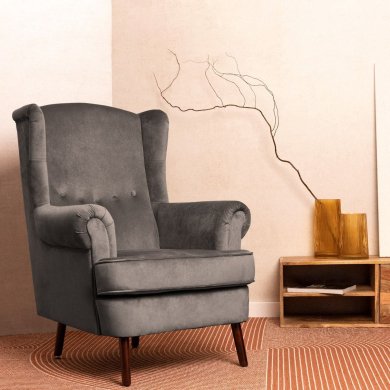 Кресло мягкое Homla FOSSBY Welur Серый - 6 Кресло мягкое Homla FOSSBY Welur Серый 213245 фото - 6
