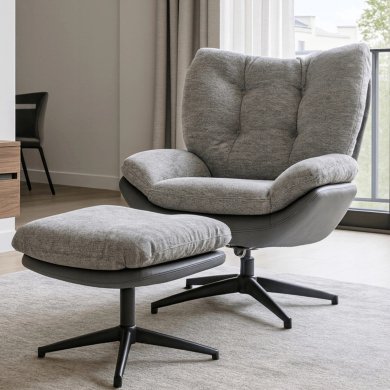 Крісло м'яке поворотне з підставкою Mebel Elit FREMONT 2 Сірий ME.FREMONT/P/T/P/E/CZ/FW фото - 7