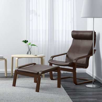 IKEA Крісло-качалка з підставкою POANG Темно-коричневий (ИКЕА ПОАНГ) 19551073 фото - 8