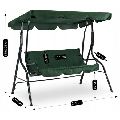 Садовые качели Mebel Elit RENO 180х110х158 см Зеленый - 11 Садовые качели Mebel Elit RENO 180х110х158 см Зеленый ME.RENO/Z/T/OGR/HUS фото - 11