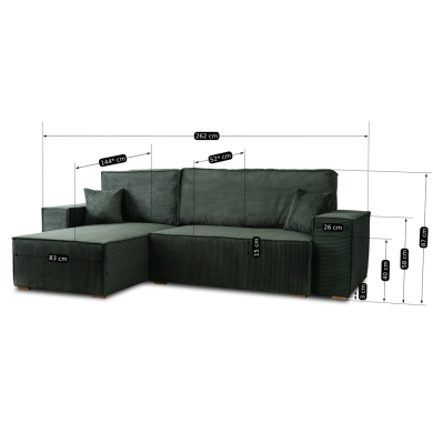 Розкладний диван Mebel Elit ALEX Зелений - 13 Розкладний диван Mebel Elit ALEX Зелений MGK.FILO/LINCOLN39/NAR фото - 13