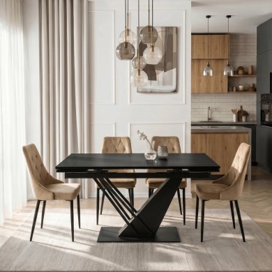 Раскладной обеденный стол Mebel Elit REX MDF Черный ME.REX/CZ/CZ/S160-220 фото - 4