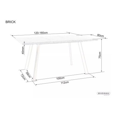 Раскладной обеденный стол Signal BRICK Дуб артисан BRICKDAC120 фото - 10