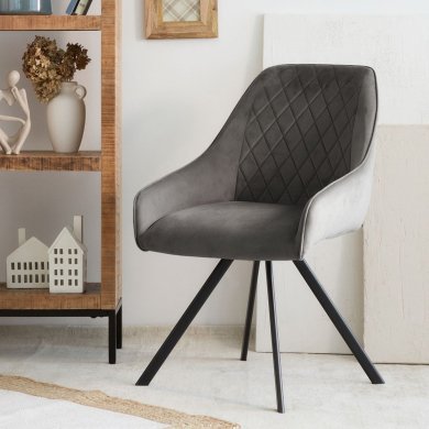 Обідній стілець поворотний Homla LAURENT Welur Сірий 213725 фото - 6