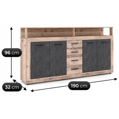 Комод Mebel Elit BLAGO Необработанный дуб W.LUNA/OSL/MA/KOM4D4S фото - 5