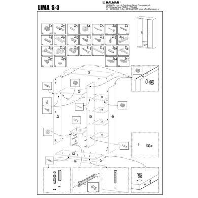 Шафа Halmar Lima S-3 | Білий V-PL-LIMA-S3-BIAŁY фото - 2