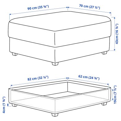 Подставка для ног KIVIK Серый - 3 IKEA Подставка для ног KIVIK Серый (ИКЕА КИВИК) 99440496 фото - 3