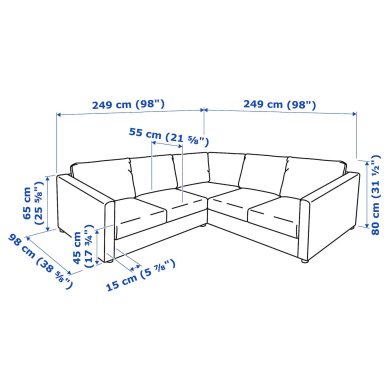 IKEA Диван угловой VIMLE (ИКЕА ВИМЛЕ) 79306719 фото - 8