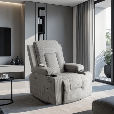 Крісло м'яке розкладне масажне з реклайнером Mebel Elit BOX Velvet Сірий ME.BOX2/P/SZTR/FW фото - 13