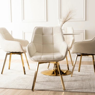 Обеденный стул поворотный Mebel Elit MIA Boucle Кремовый ME.MIA/KR/ZL/TB/K фото - 6