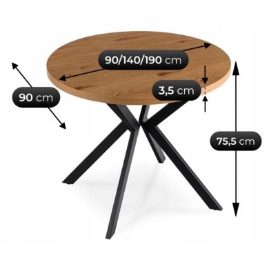 Розкладний обідній стіл Mebel Elit LUGO Дуб золотий - 9 Розкладний обідній стіл Mebel Elit LUGO Дуб золотий ME.LUGO/DZ/CZ/S фото - 9