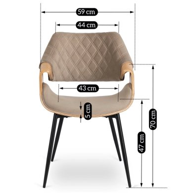 Обеденный стул Mebel Elit DAKOTA Welur Бежевый ME.DAKOTA/BZ/D/V/K фото - 11