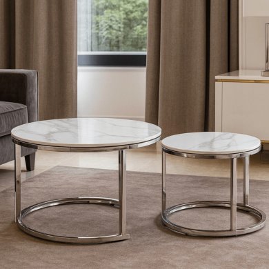 Комплект журнальных столов Mebel Elit AMARA Marmur 2 шт Белый ME.AMARA/BM/SR/CER/L фото - 4