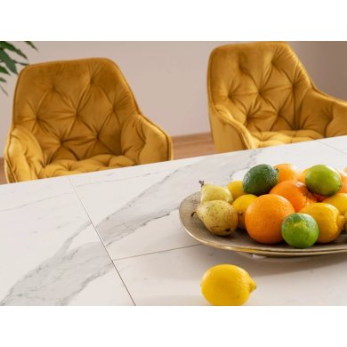Раскладной обеденный стол Signal ARMANI Ceramic Marmur Белый ARMANIBC160 фото - 12