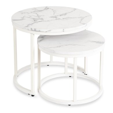 Комплект журнальних столів Mebel Elit JOE Marmur 2 шт Білий ME.JOE/BM/B/L фото - 2
