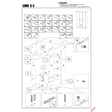 Шафа з дзеркалом Halmar LIMA S-3 | Дуб сонома V-PL-LIMA-S3-SONOMA/LUSTRO фото - 2