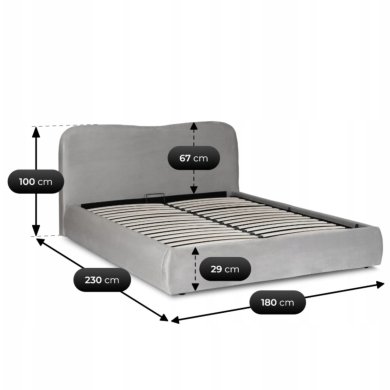 Кровать Mebel Elit BRISTOL Welur 160x200 см Серый ME.BRISTOL/160/P/V/LOZZPOJ фото - 11