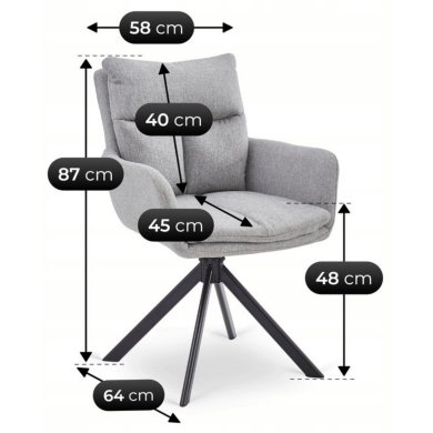 Обідній стілець поворотний Mebel Elit PAUL Сірий ME.PAUL/P/CZ/T/K фото - 7