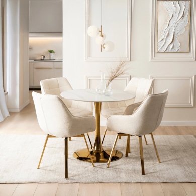 Обеденный стул поворотный Mebel Elit MIA Boucle Кремовый ME.MIA/KR/ZL/TB/K фото - 9