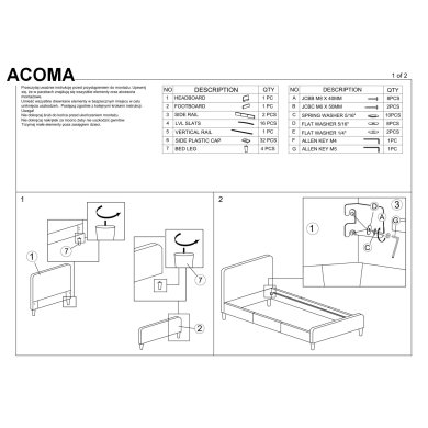 Кровать Signal Acoma | 90х200 / Серый / Дуб ACOMA90SZD фото - 3