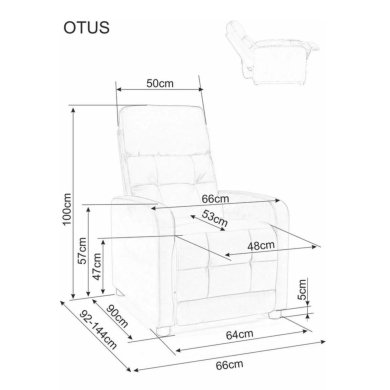 Крісло м'яке розкладне з реклайнером Signal OTUS Velvet Чорний OTUSVC фото - 6
